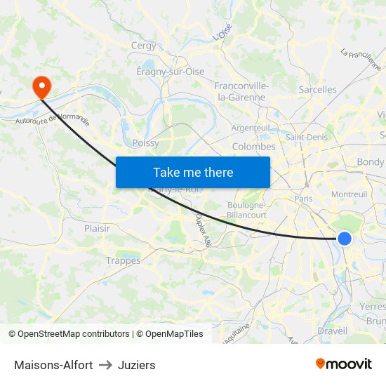 Maisons-Alfort to Juziers map