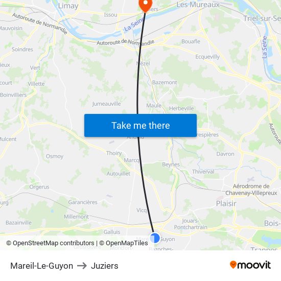 Mareil-Le-Guyon to Juziers map