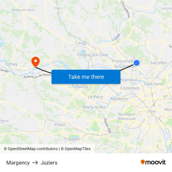 Margency to Juziers map