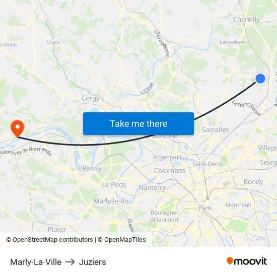 Marly-La-Ville to Juziers map