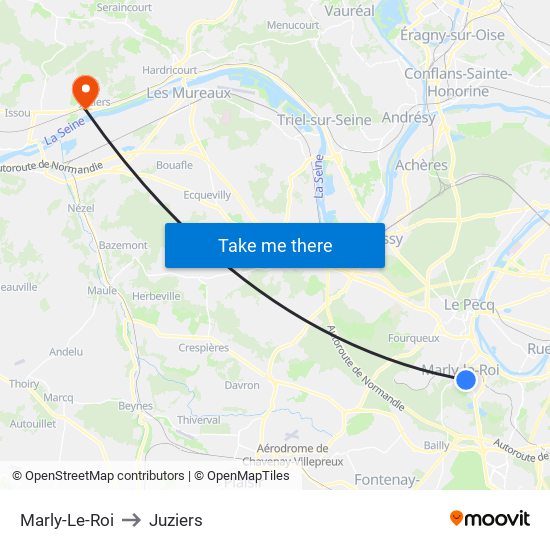 Marly-Le-Roi to Juziers map