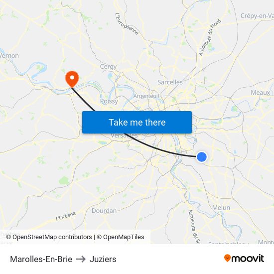 Marolles-En-Brie to Juziers map