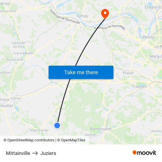 Mittainville to Juziers map