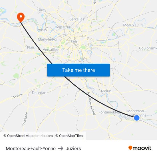 Montereau-Fault-Yonne to Juziers map