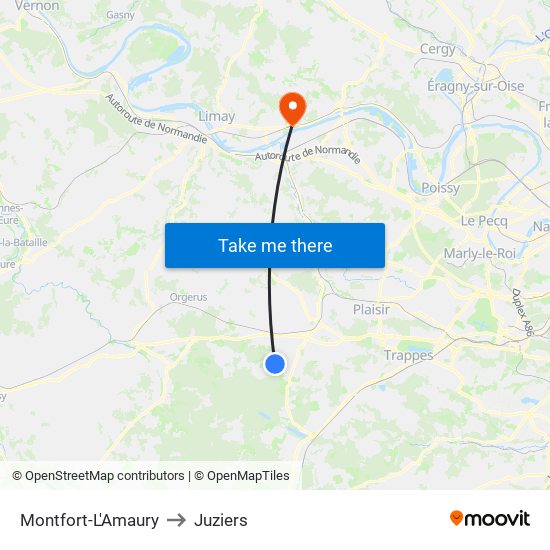 Montfort-L'Amaury to Juziers map