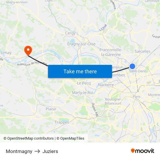 Montmagny to Juziers map