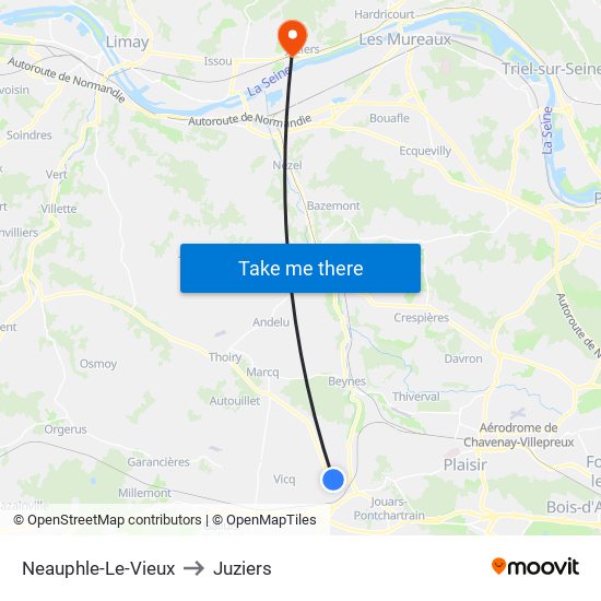 Neauphle-Le-Vieux to Juziers map