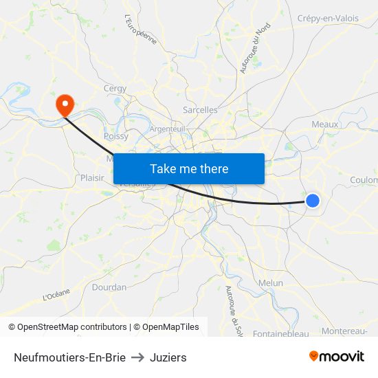 Neufmoutiers-En-Brie to Juziers map