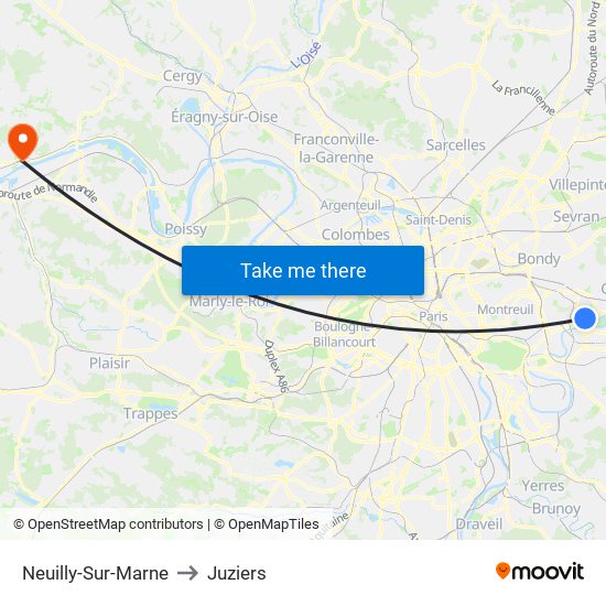 Neuilly-Sur-Marne to Juziers map