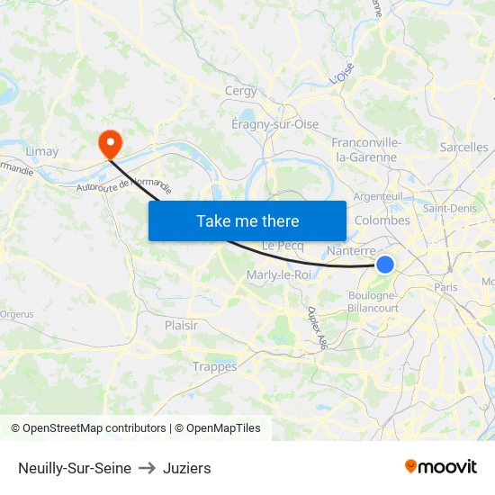 Neuilly-Sur-Seine to Juziers map