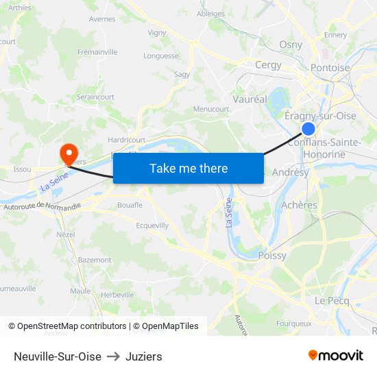 Neuville-Sur-Oise to Juziers map