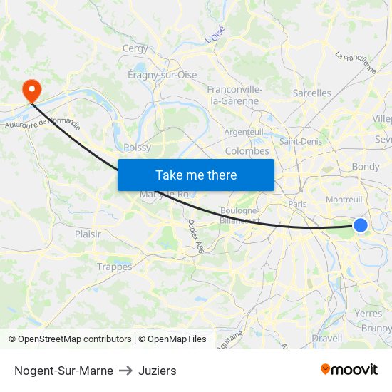 Nogent-Sur-Marne to Juziers map
