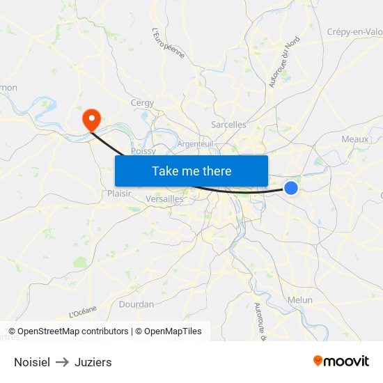 Noisiel to Juziers map