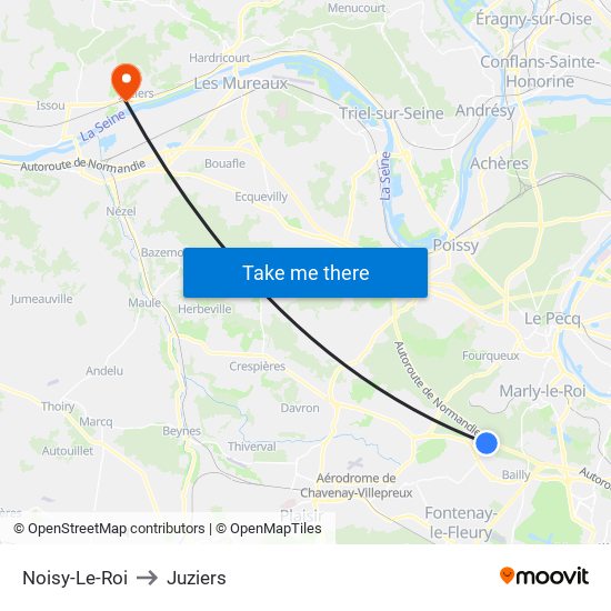 Noisy-Le-Roi to Juziers map