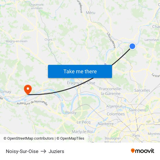 Noisy-Sur-Oise to Juziers map