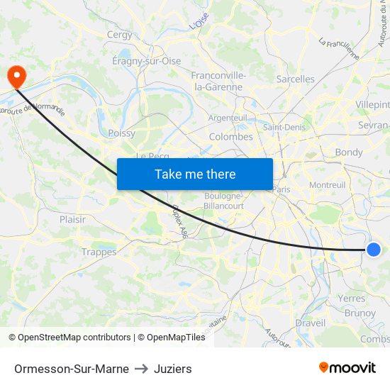 Ormesson-Sur-Marne to Juziers map