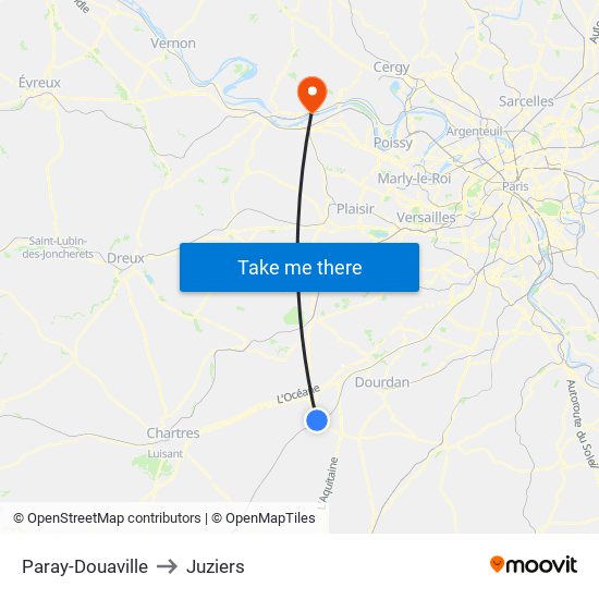 Paray-Douaville to Juziers map
