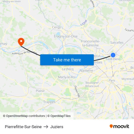 Pierrefitte-Sur-Seine to Juziers map