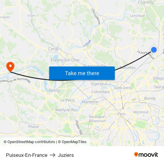 Puiseux-En-France to Juziers map