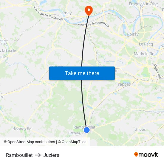 Rambouillet to Juziers map