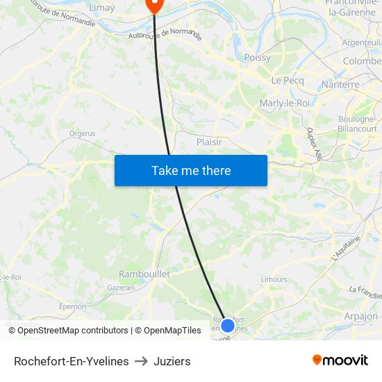 Rochefort-En-Yvelines to Juziers map