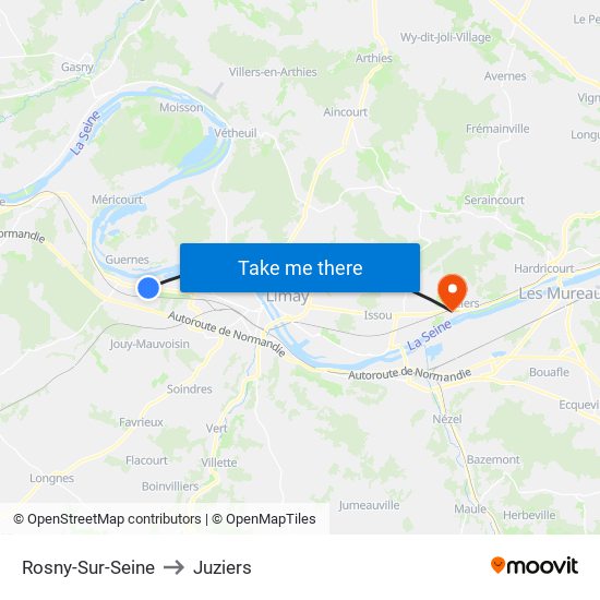 Rosny-Sur-Seine to Juziers map