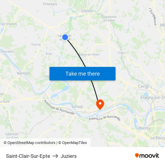 Saint-Clair-Sur-Epte to Juziers map