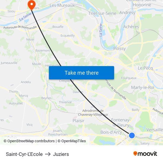Saint-Cyr-L'Ecole to Juziers map