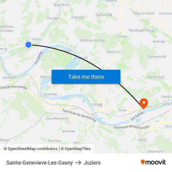 Sainte-Genevieve-Les-Gasny to Juziers map