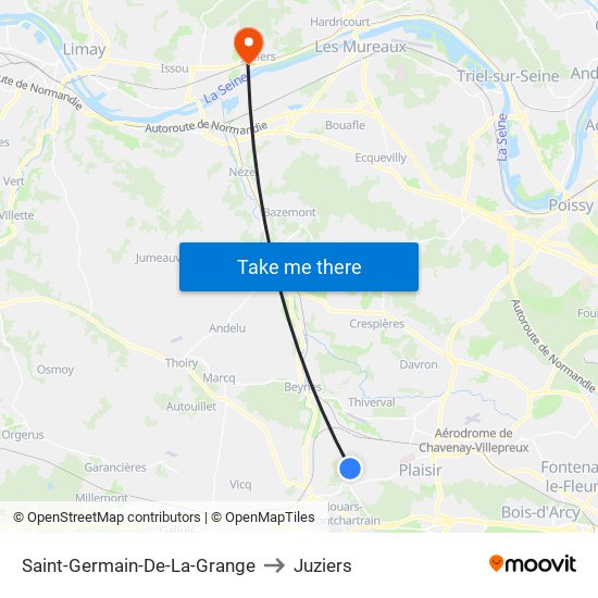 Saint-Germain-De-La-Grange to Juziers map