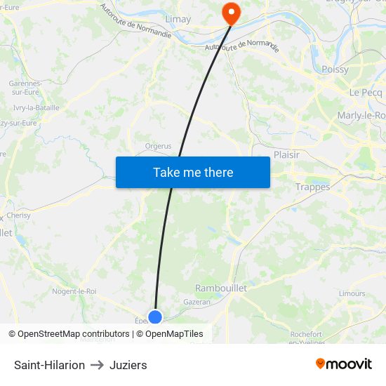 Saint-Hilarion to Juziers map