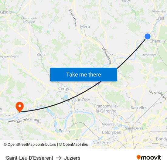 Saint-Leu-D'Esserent to Juziers map