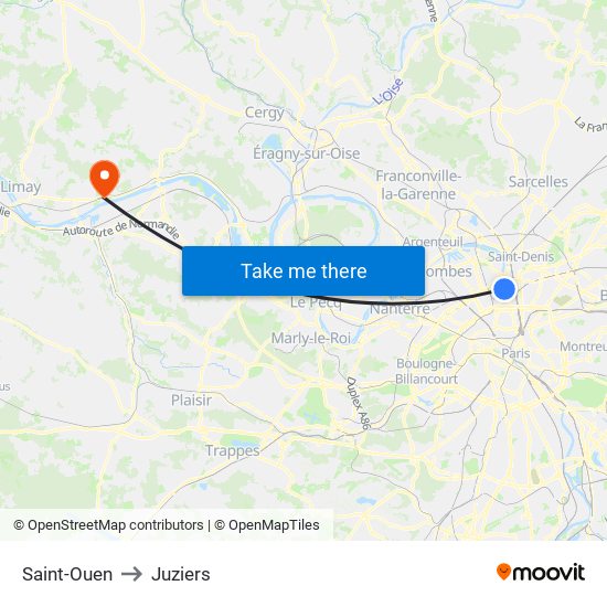 Saint-Ouen to Juziers map