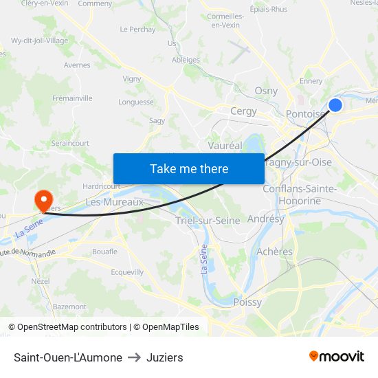Saint-Ouen-L'Aumone to Juziers map