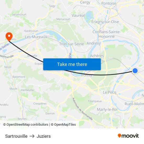 Sartrouville to Juziers map