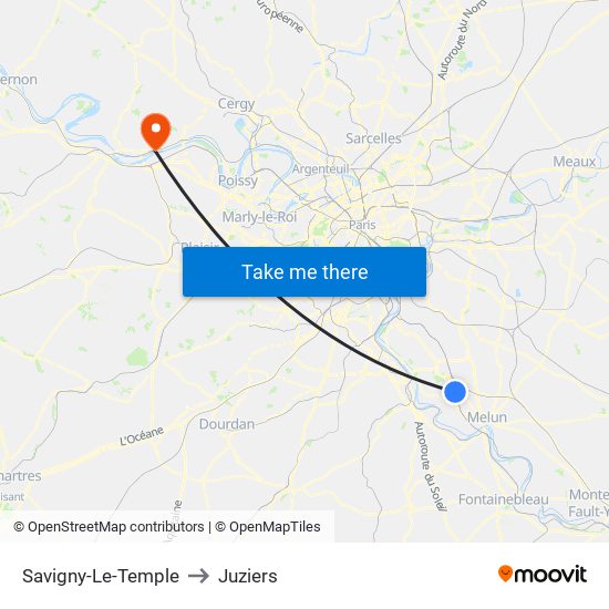 Savigny-Le-Temple to Juziers map