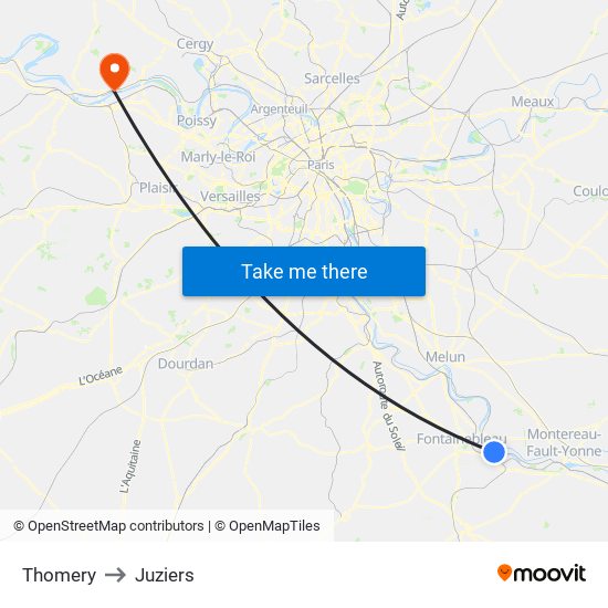 Thomery to Juziers map
