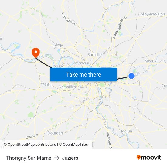 Thorigny-Sur-Marne to Juziers map