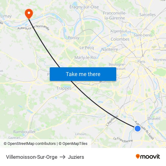 Villemoisson-Sur-Orge to Juziers map