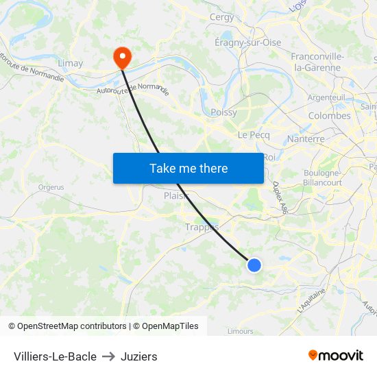 Villiers-Le-Bacle to Juziers map