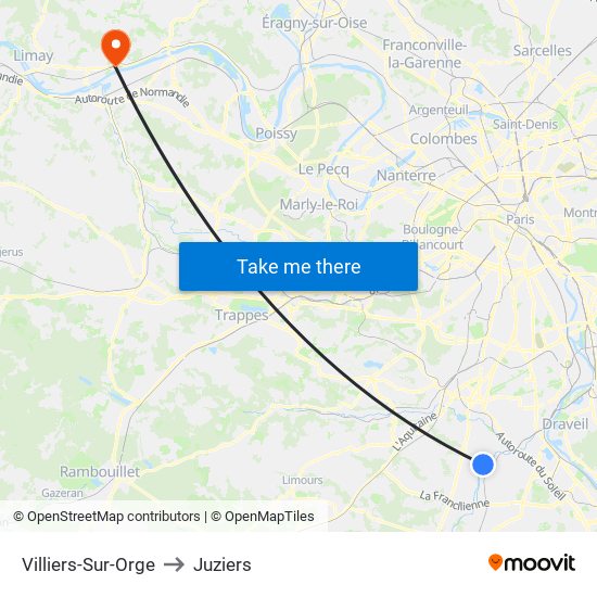 Villiers-Sur-Orge to Juziers map