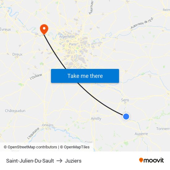Saint-Julien-Du-Sault to Juziers map