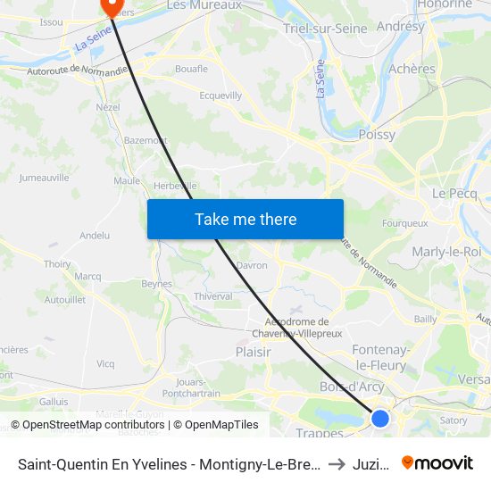 Saint-Quentin En Yvelines - Montigny-Le-Bretonneux to Juziers map