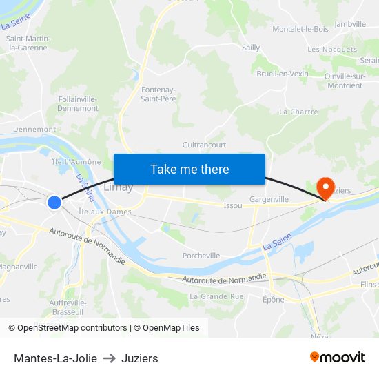 Mantes-La-Jolie to Juziers map