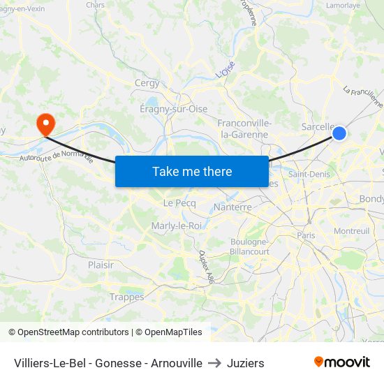 Villiers-Le-Bel - Gonesse - Arnouville to Juziers map