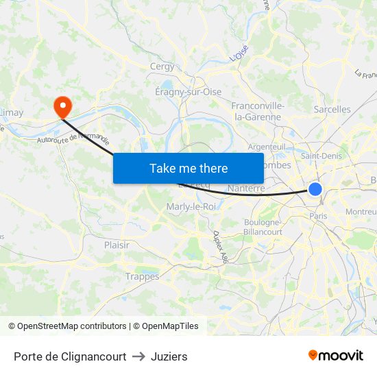 Porte de Clignancourt to Juziers map