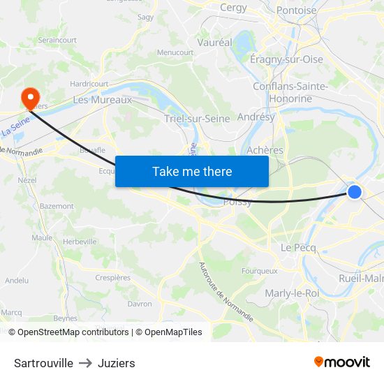Sartrouville to Juziers map