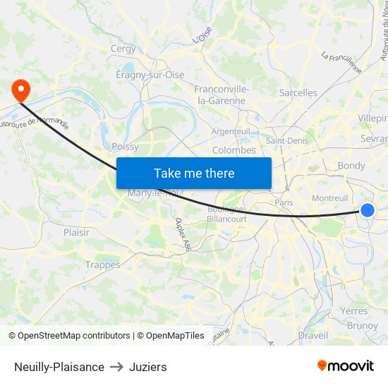 Neuilly-Plaisance to Juziers map