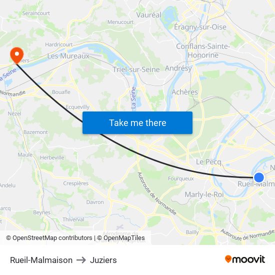 Rueil-Malmaison to Juziers map