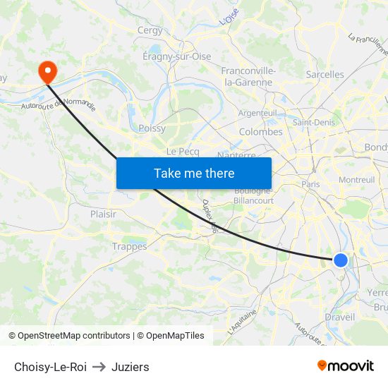 Choisy-Le-Roi to Juziers map